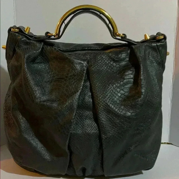 CC skye black reptile leather satchel handbag - Picture 4 of 14